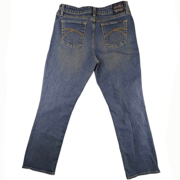 Levis Signature Bootcut Jeans Womens 12 Denim Blue Mid Rise Stretch Light Wash‎ - Picture 3 of 12